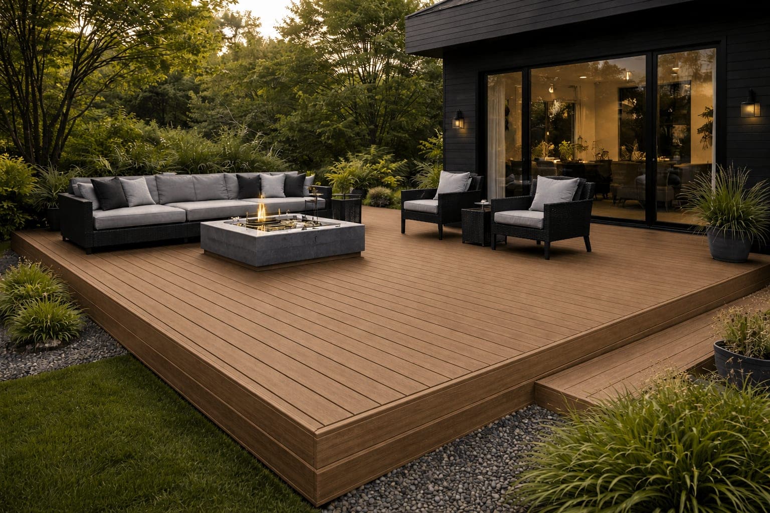 Slatted WPC panel in Tan