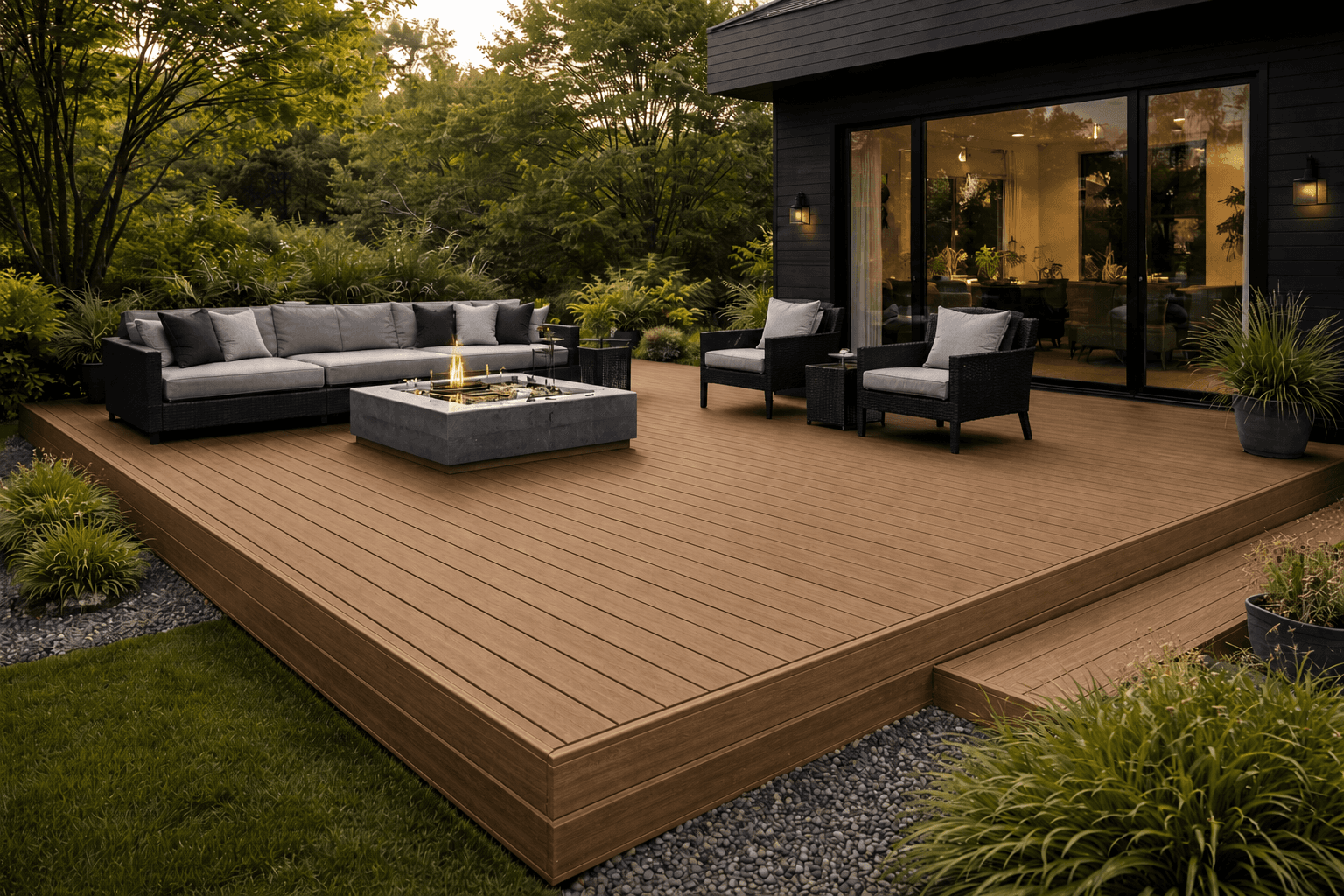Slatted WPC panel in Tan